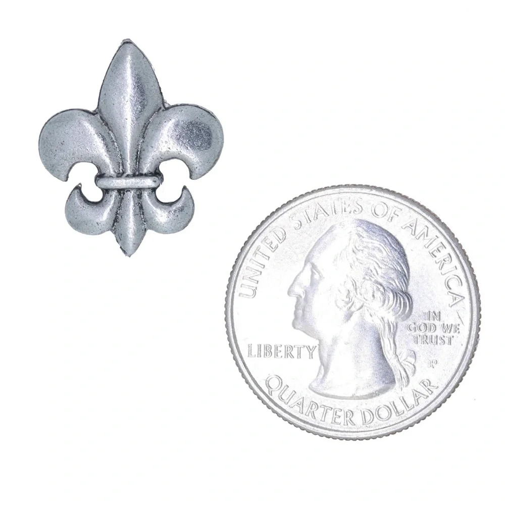 Y2K Fine Handcast Pewter Fleur de Lis lapel pin handcrafted Jim Clift Design